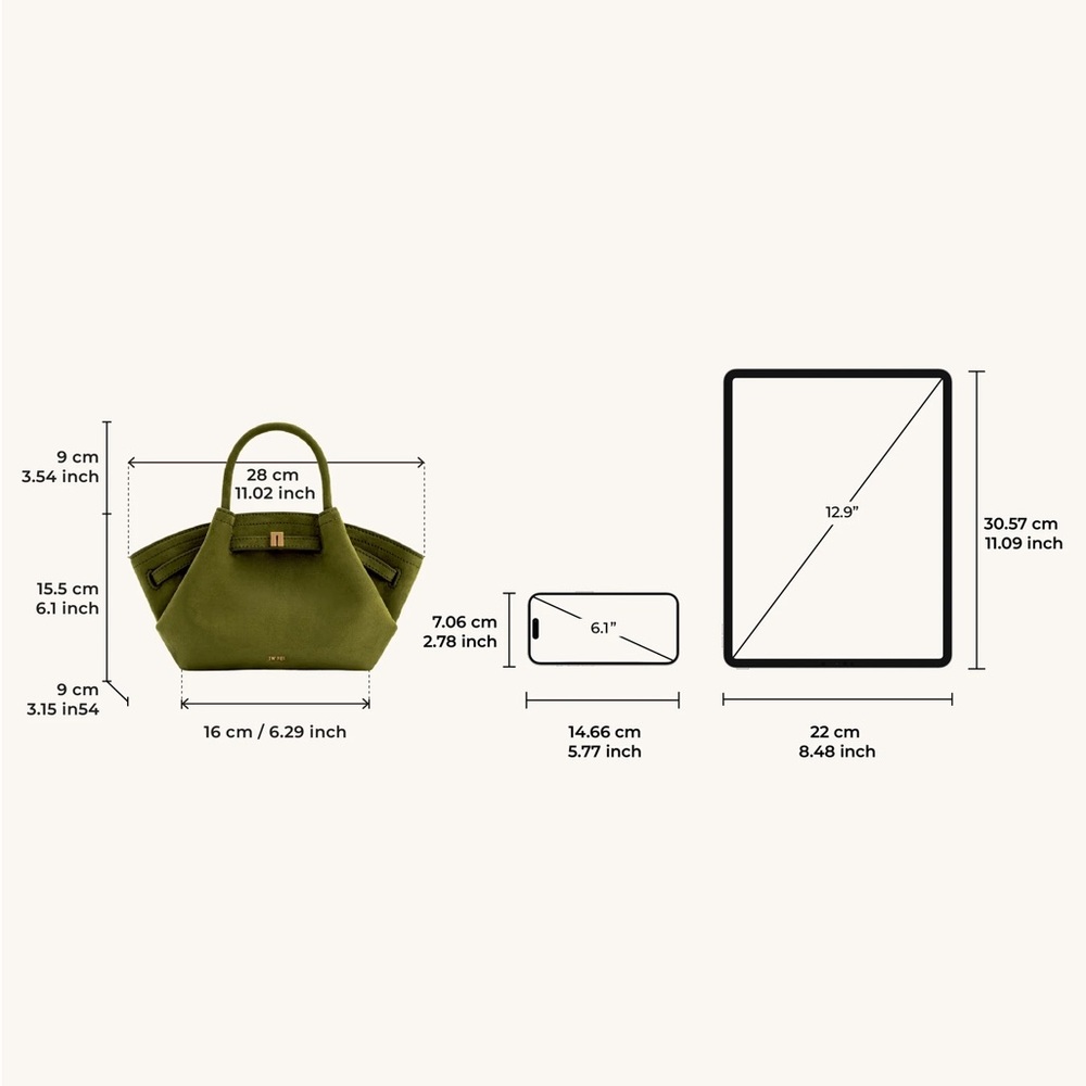 JW PEI Hana Mini Faux Suede Tote Bag - Dark Olive - Picture 5 of 6
